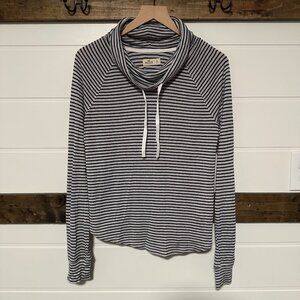 Hollister Striped Cowl Neck Pullover Sweater Gray Black Small